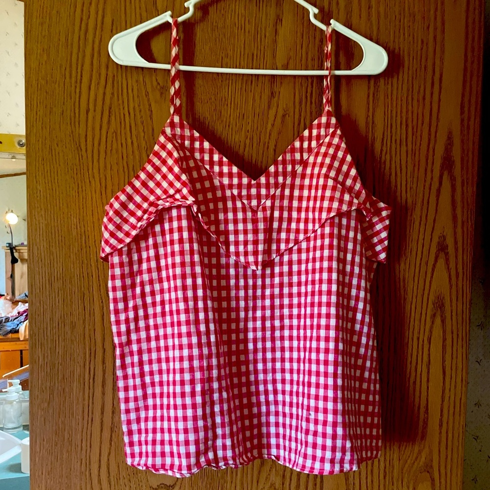 red & white gingham tank